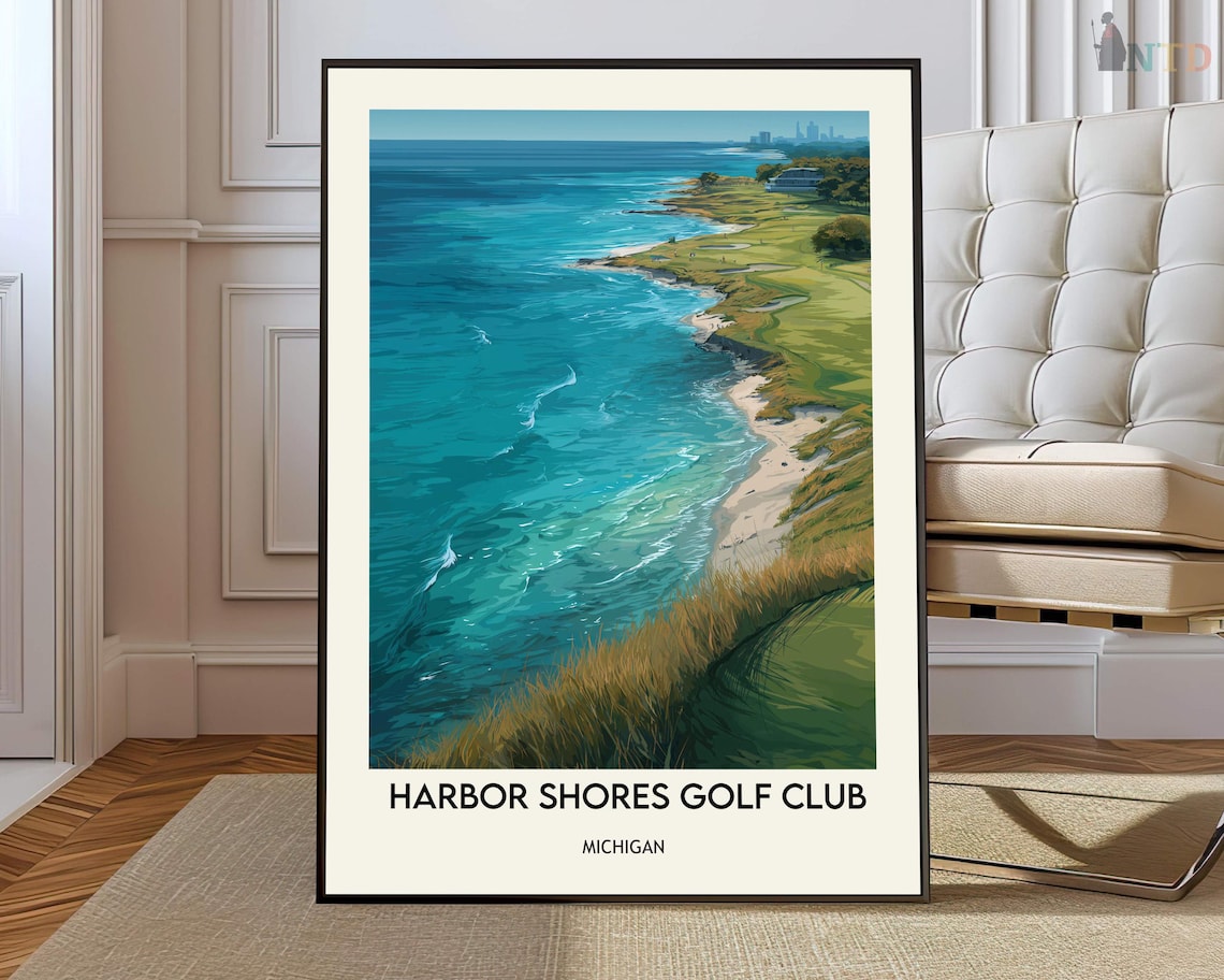 Harbor Shores Golf Club Michigan Turquoise Shoreline View Poster