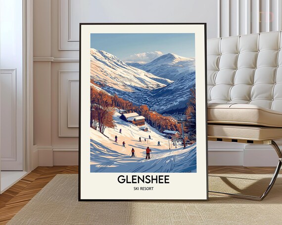 Glenshee Scotland Ski Resort Vintage Alpine Slopes Art Poster