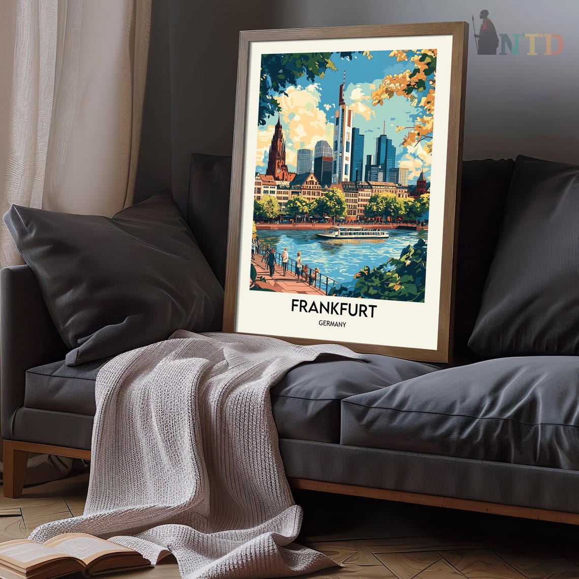 Frankfurt Skyline Over the Main River with Cathedral Spire Poster - Image 3