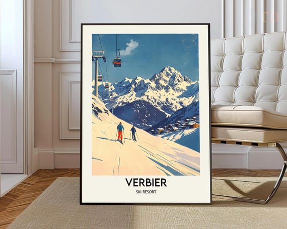 Verbier Ski Resort Poster Wall Art Print Photo