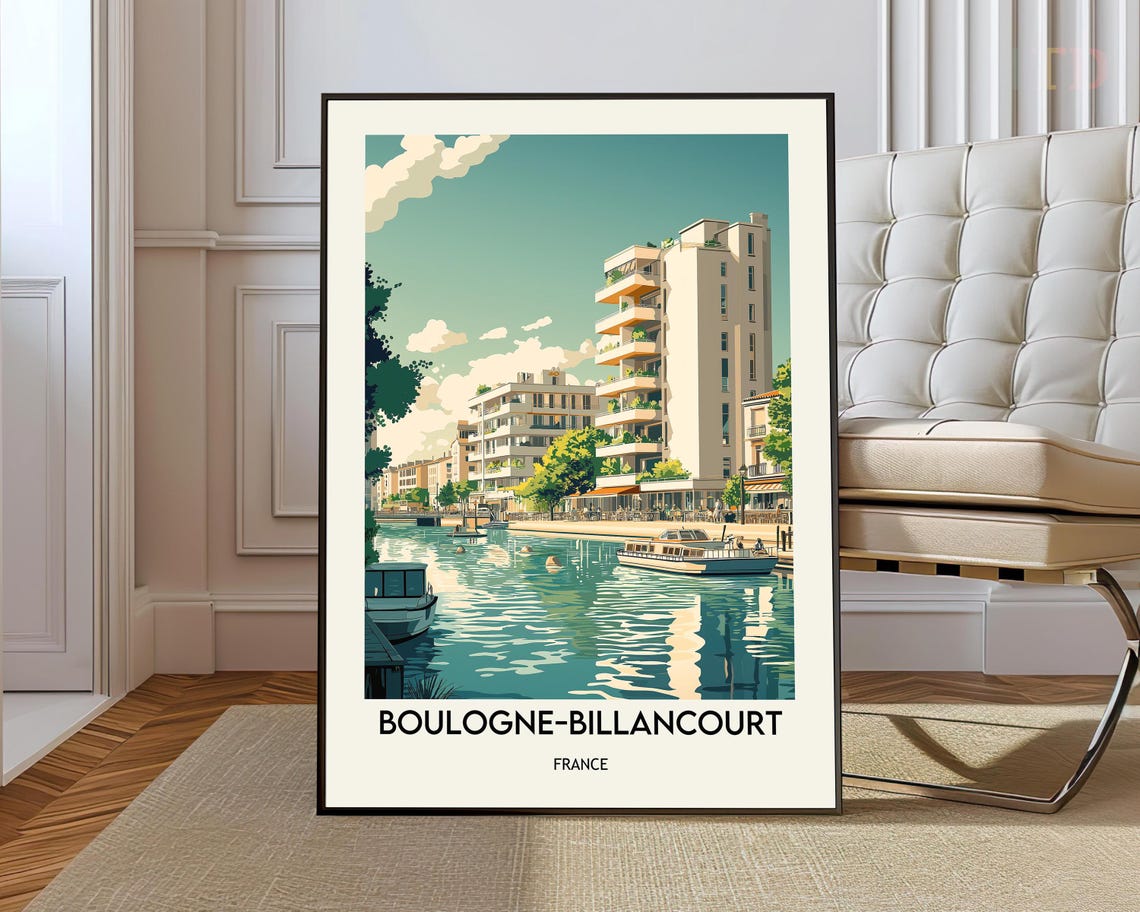 Boulogne-Billancourt Seine Riverside Modern Buildings Poster