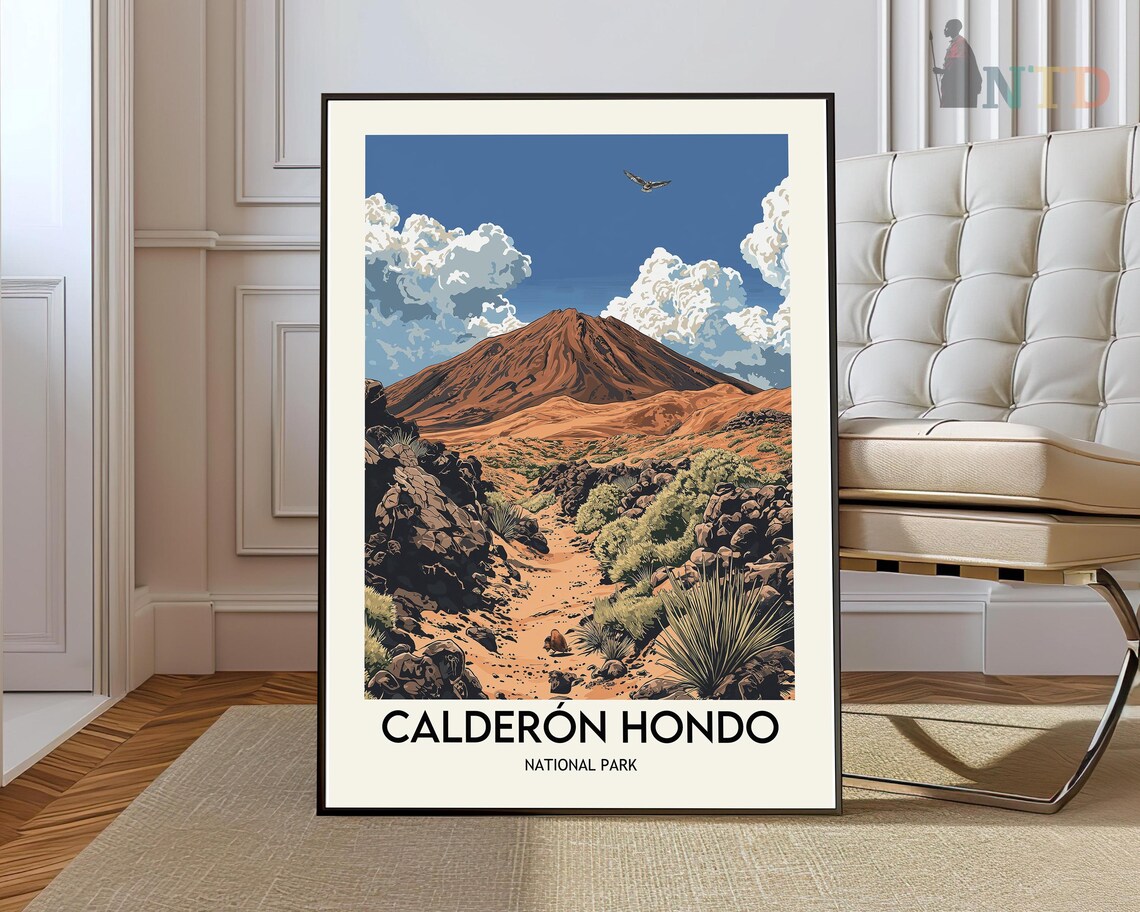 Calderón Hondo National Park Volcano Canary Islands Travel Poster