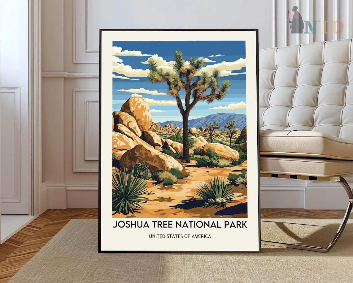 Joshua Tree National Park Desert Daytime Vintage Travel Poster