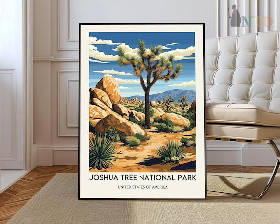 Joshua Tree National Park Desert Daytime Vintage Travel Poster