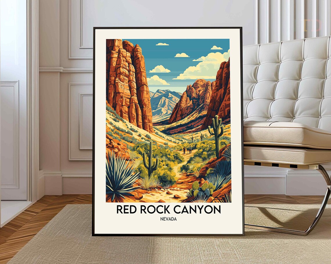 Red Rock Canyon Nevada Travel Poster, Wall Art Print