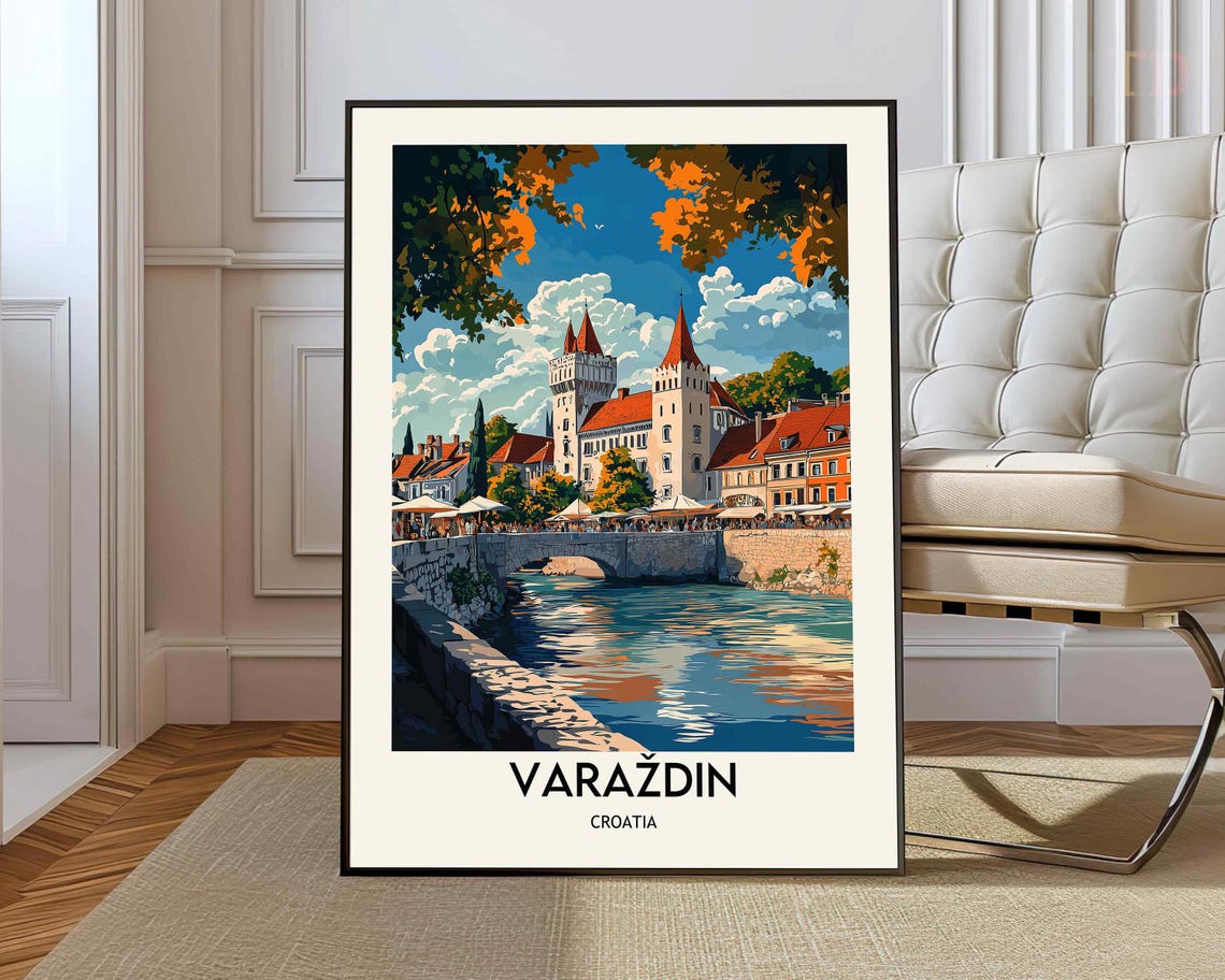 Varazdin Croatia Castle Riverside Old Town Bridge Summer Poster
