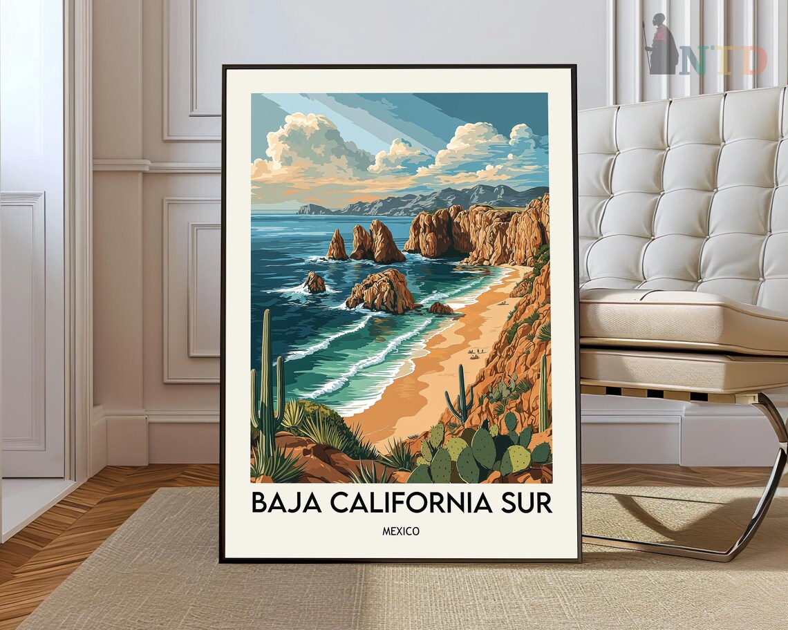 Baja California Sur Mexico Red Rock Sea Stacks Coastal Poster