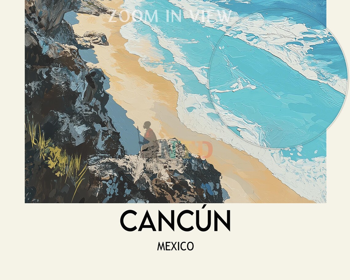 Cancun Travel Poster, Mexico Coast Art Print - Image 3
