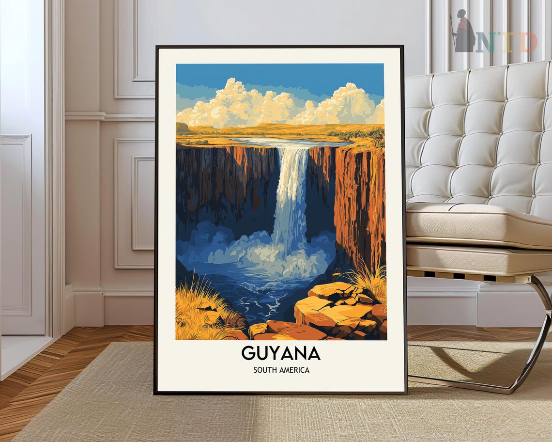 Guyana Poster Travel Print Tropical Decor Botanical South Latin Gift Art