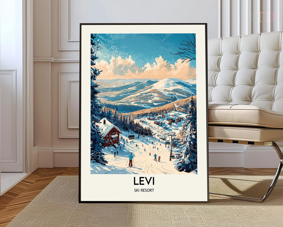 Levi Ski Resort Travel Poster, Finland