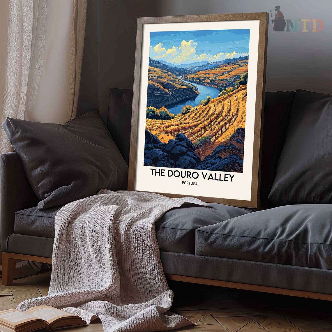 Douro Valley Portugal Golden Terraced Vineyards River Bend View Poster - Image 3