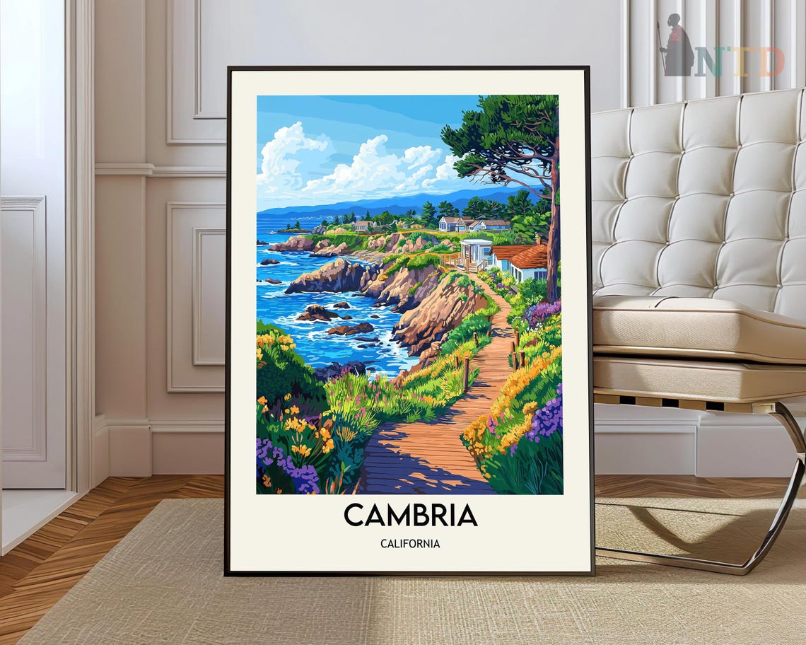 Cambria California Coastal Bluff Trail With Wildflowers Poster