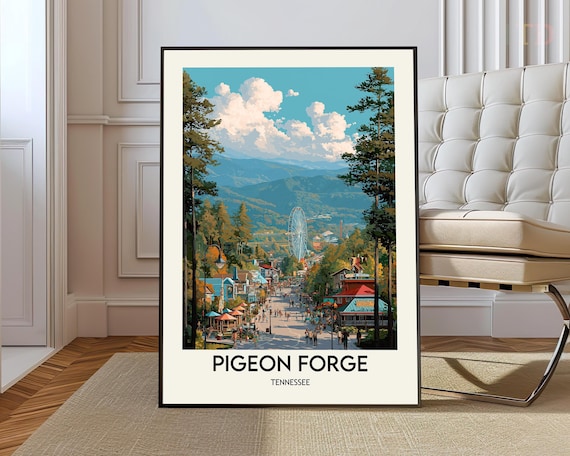 Pigeon Forge Tennessee Smoky Mountains Main Street Travel Poster