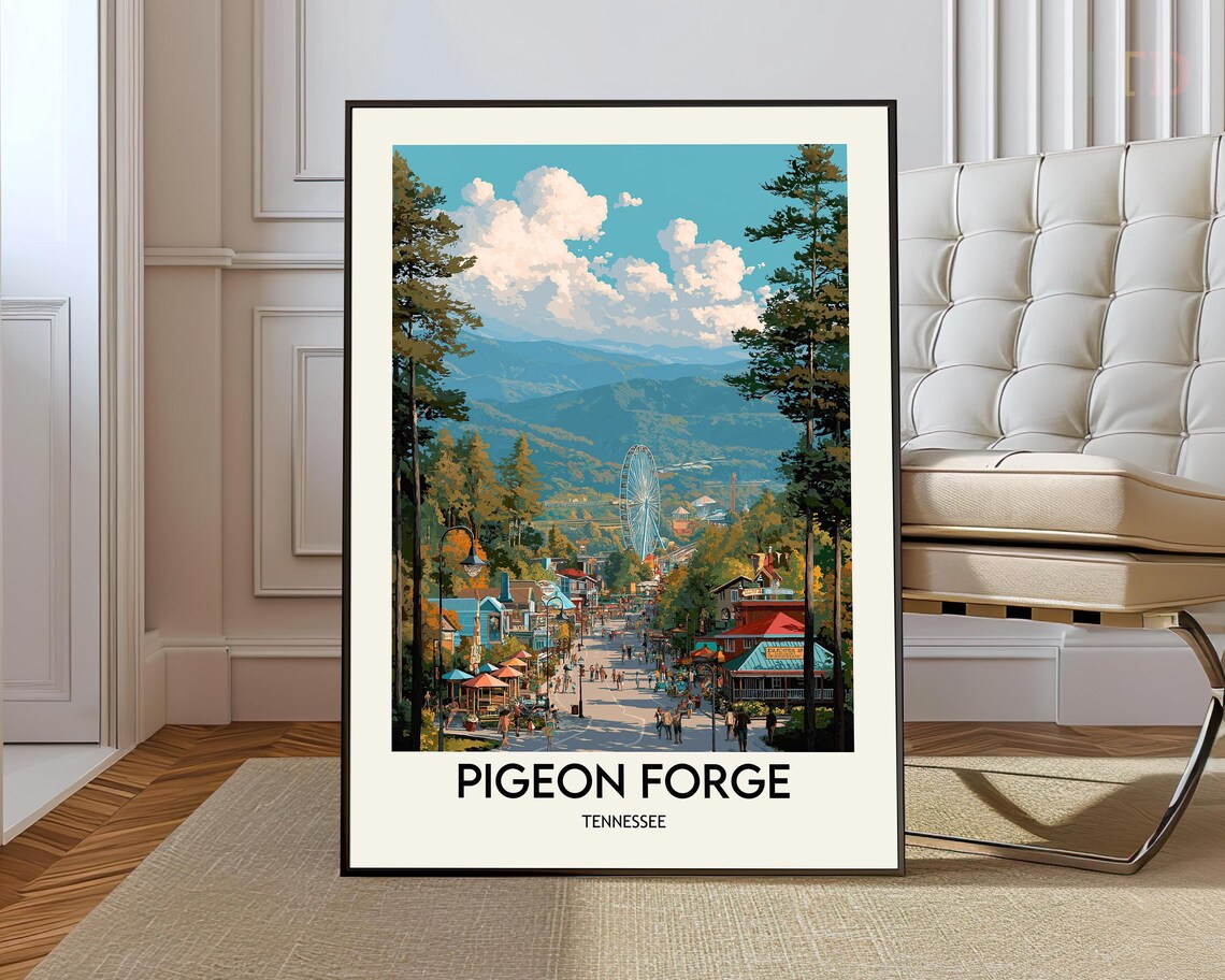Pigeon Forge Tennessee Smoky Mountains Main Street Travel Poster