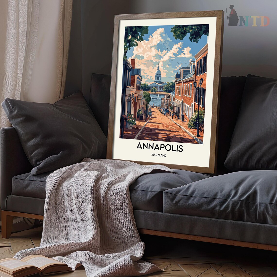 Annapolis Maryland Historic Brick Street Vintage Travel Poster - Image 3