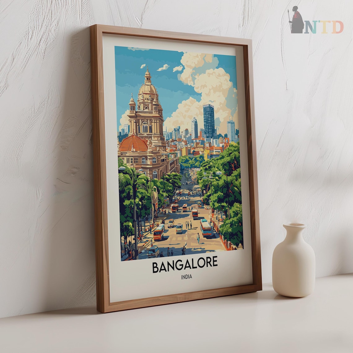 Bangalore India City Street Colonial Dome Bustling Travel Poster - Image 2