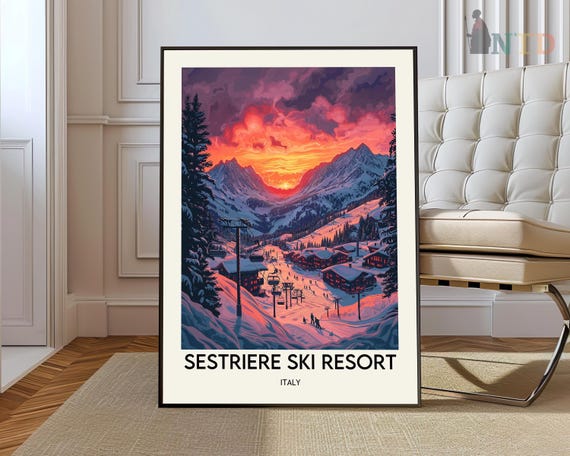 Sestriere Ski Resort Poster Wall Art Print Photo Italian Alps