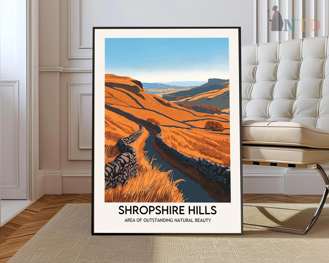 Shropshire Hills England Golden Valley Stone Walls Travel Poster