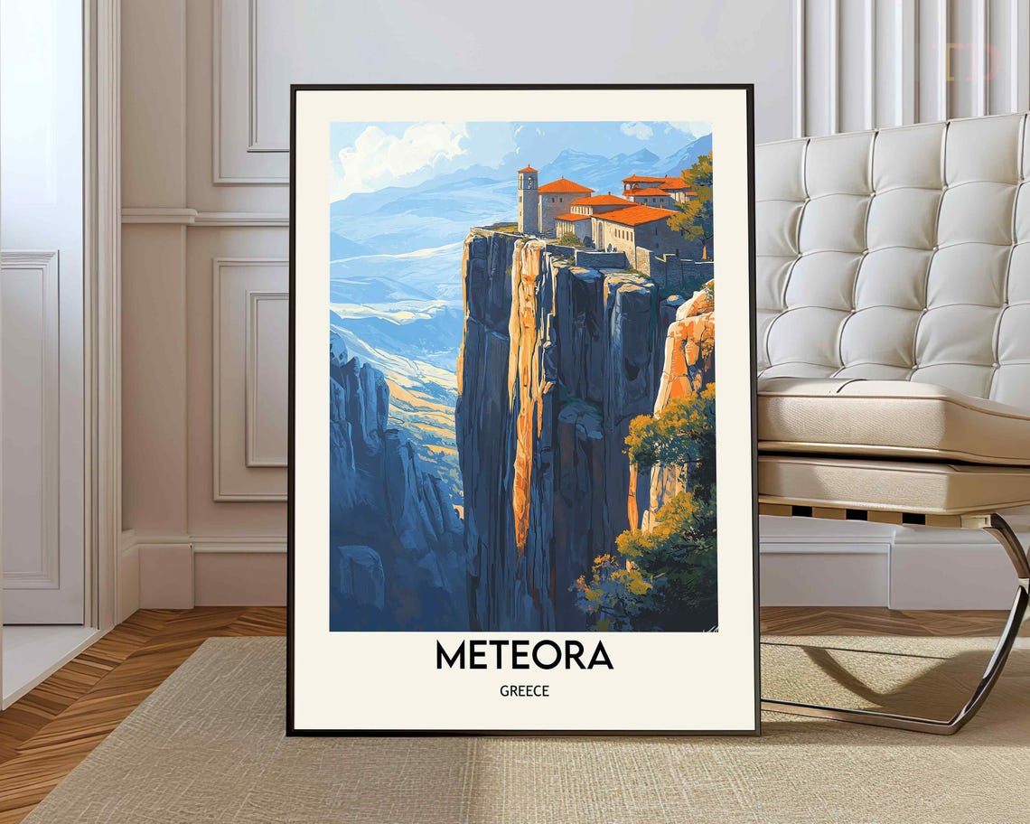 Meteora Art Artwork Map Photo Poster Print Travel Painting Wall
