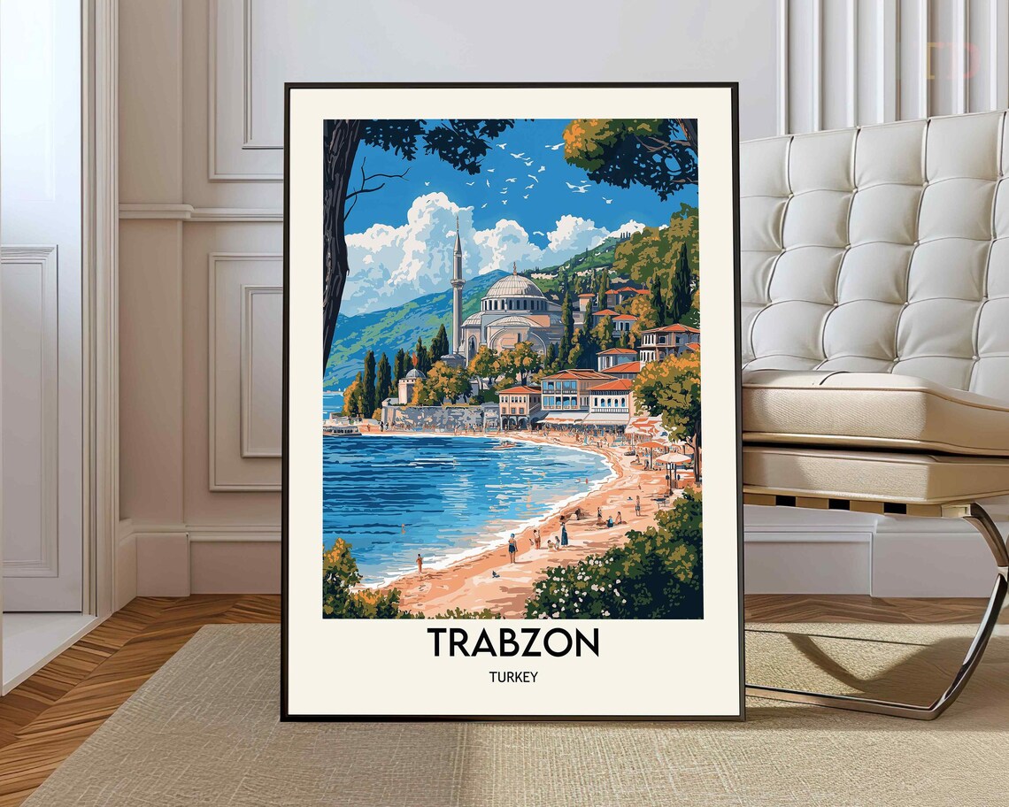 Trabzon Turkey Black Sea Coast Beach City Scenic Travel Poster