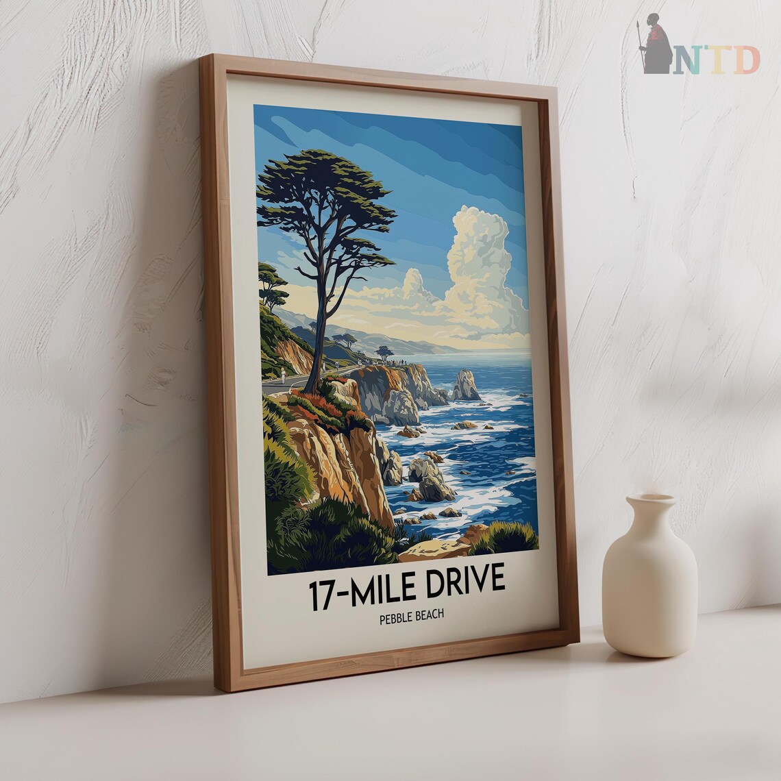 17 Mile Drive Pebble Beach California Coast Vintage Travel Poster - Image 2