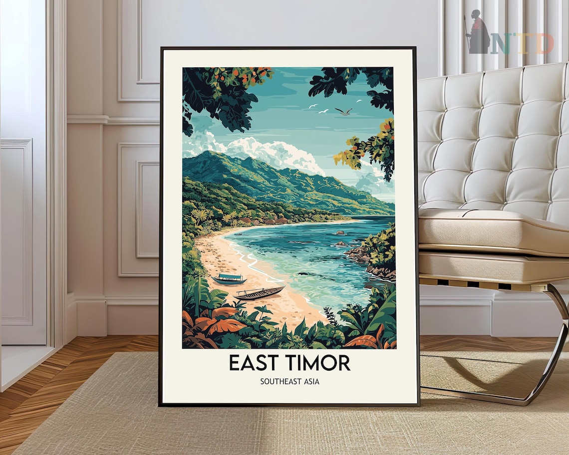 East Timor Tropical Beach Coast Southeast Asia Travel Poster