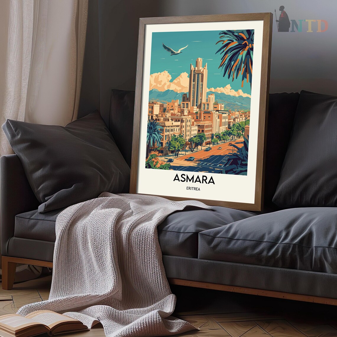 Asmara Eritrea Art Deco City Skyline Street Scene Travel Poster - Image 3