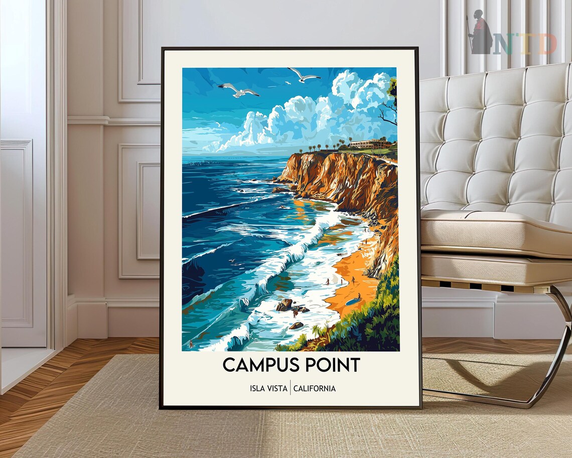 Isla Vista Beach Campus Point Bluffs Travel Poster
