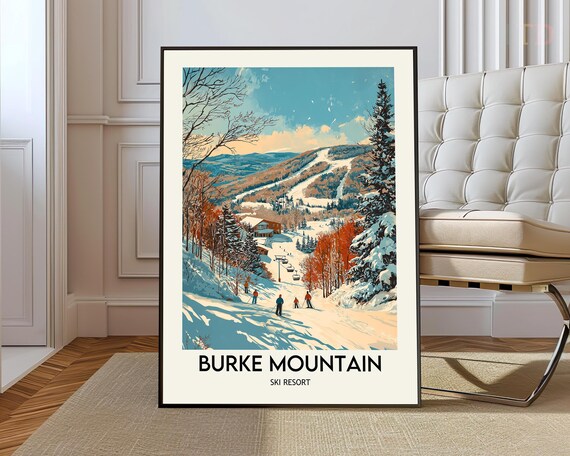 Burke Mountain Vermont Ski Resort Chairlift Vintage Travel Poster