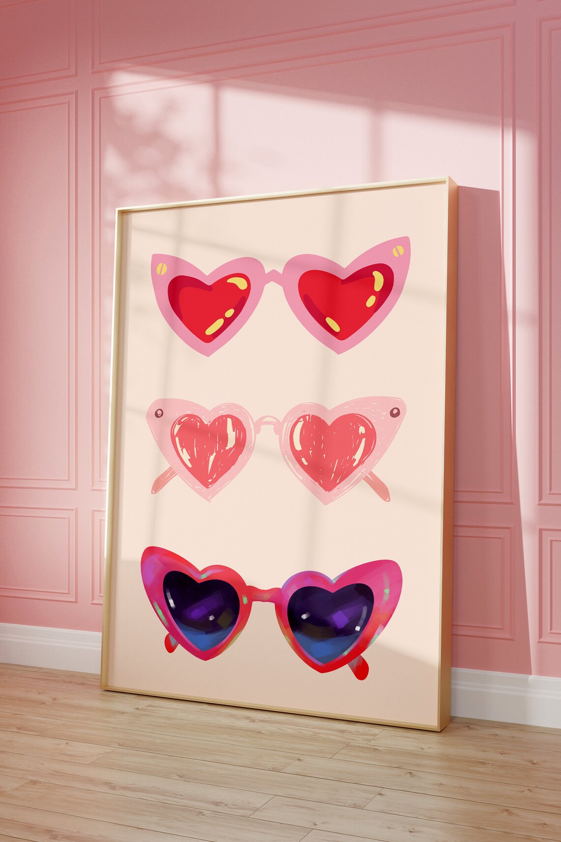 Heart Sunglasses Art Print, Danish Pastel Decor - Image 2