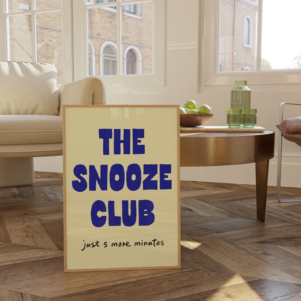 The Snooze Club Just 5 More Minutes Funny Bedroom Quote Poster - Image 4