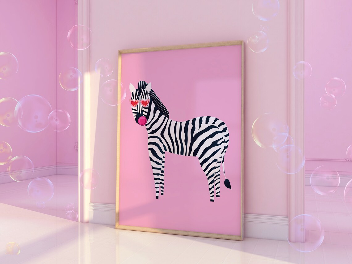 Zebra With Sunglasses Art Print, Maximalist Decor - Image 3