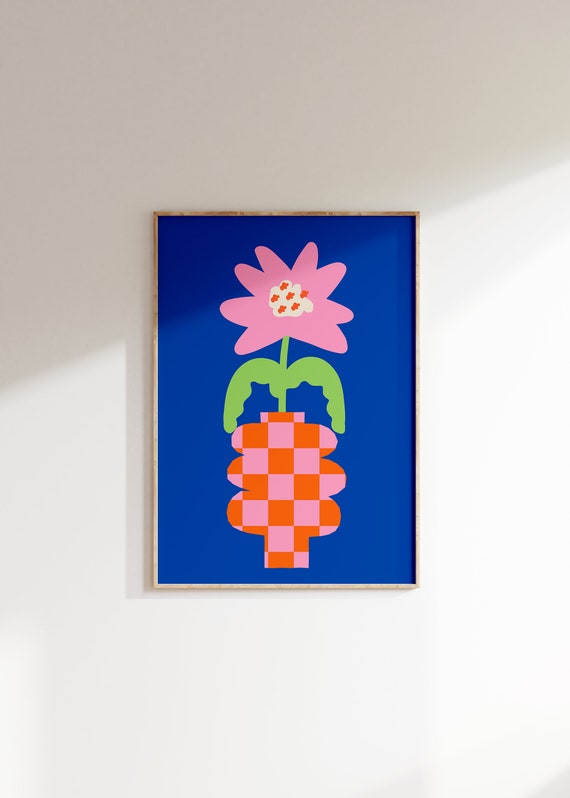 Flower Vase Blue Wall Art Art Print