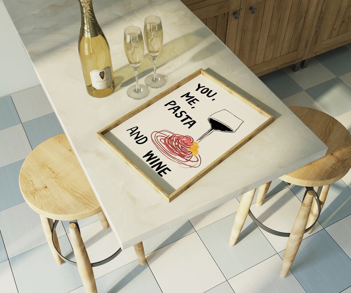 You Me Pasta And Wine Hand Drawn Italian Kitchen Foodie Poster - Image 5