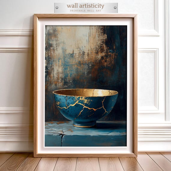 Kintsugi Bowl - Wabi Sabi Gold Cracks