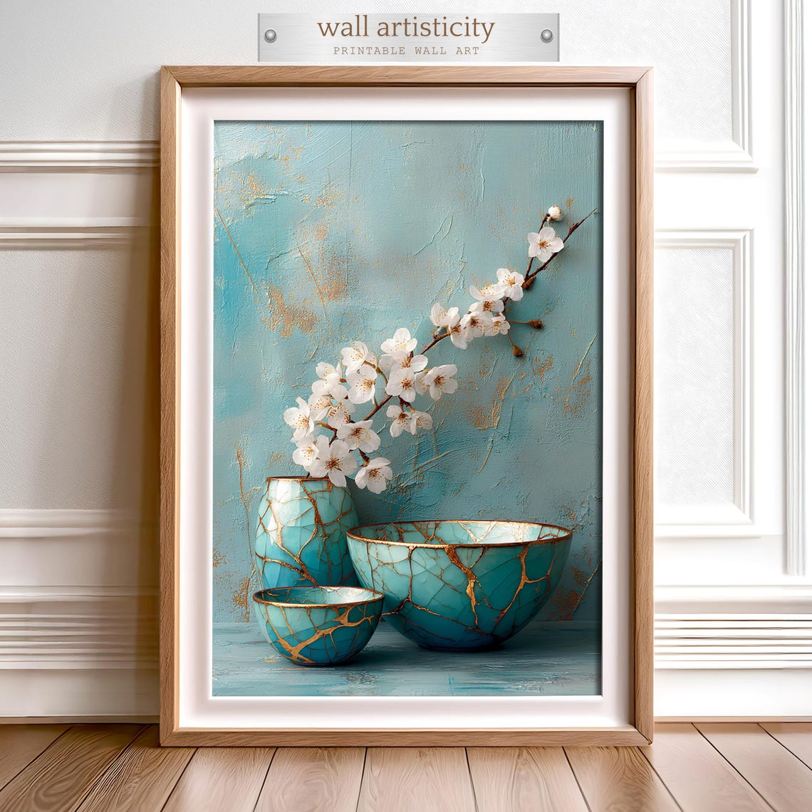 Kintsugi Ceramic Wall Art, Cherry Blossom Branch