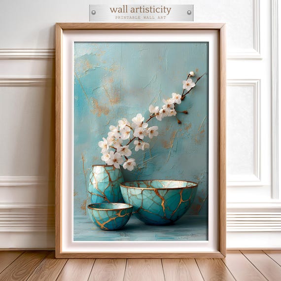 Kintsugi Ceramic Wall Art, Cherry Blossom Branch
