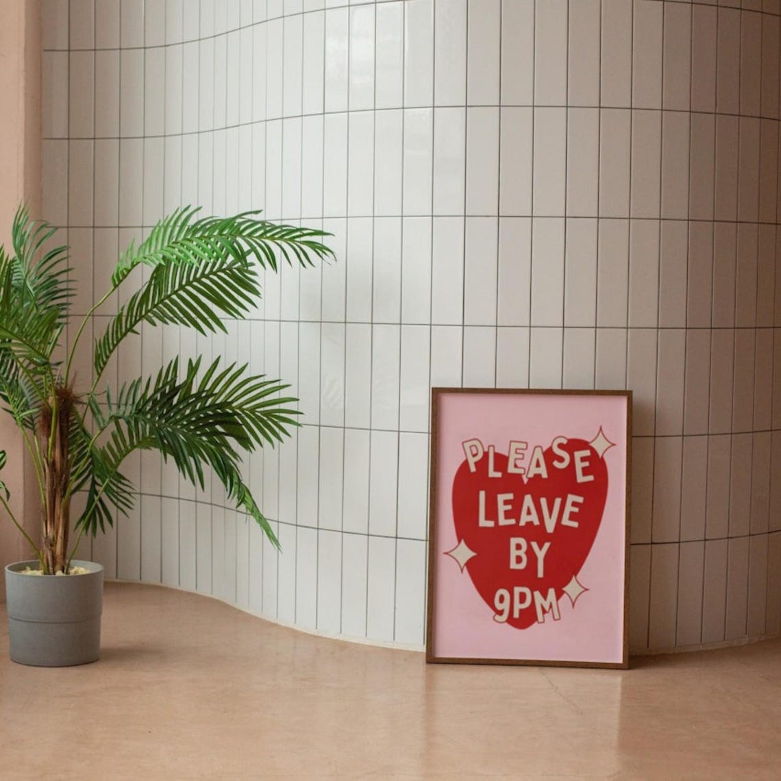 Please Leave By 9PM Red Heart Sarcastic Host Quote Art Poster - Image 2