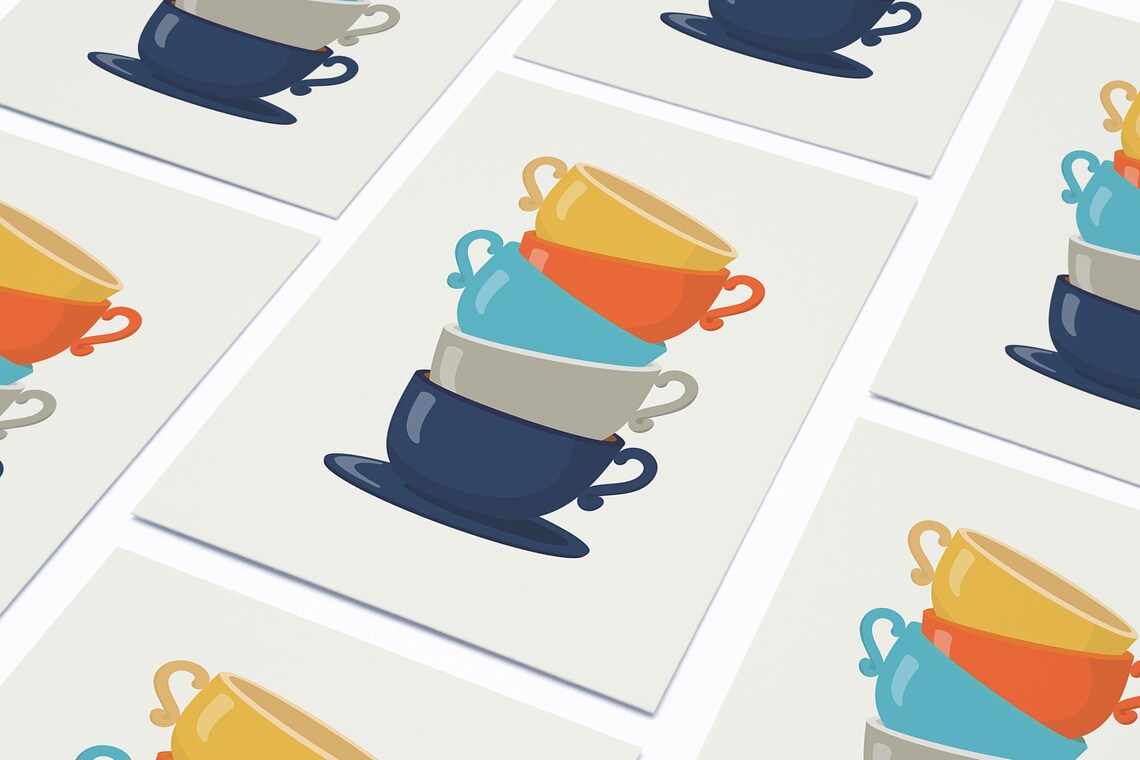 Retro Tea Cups Kitchen Poster, Housewarming Gift - Image 4