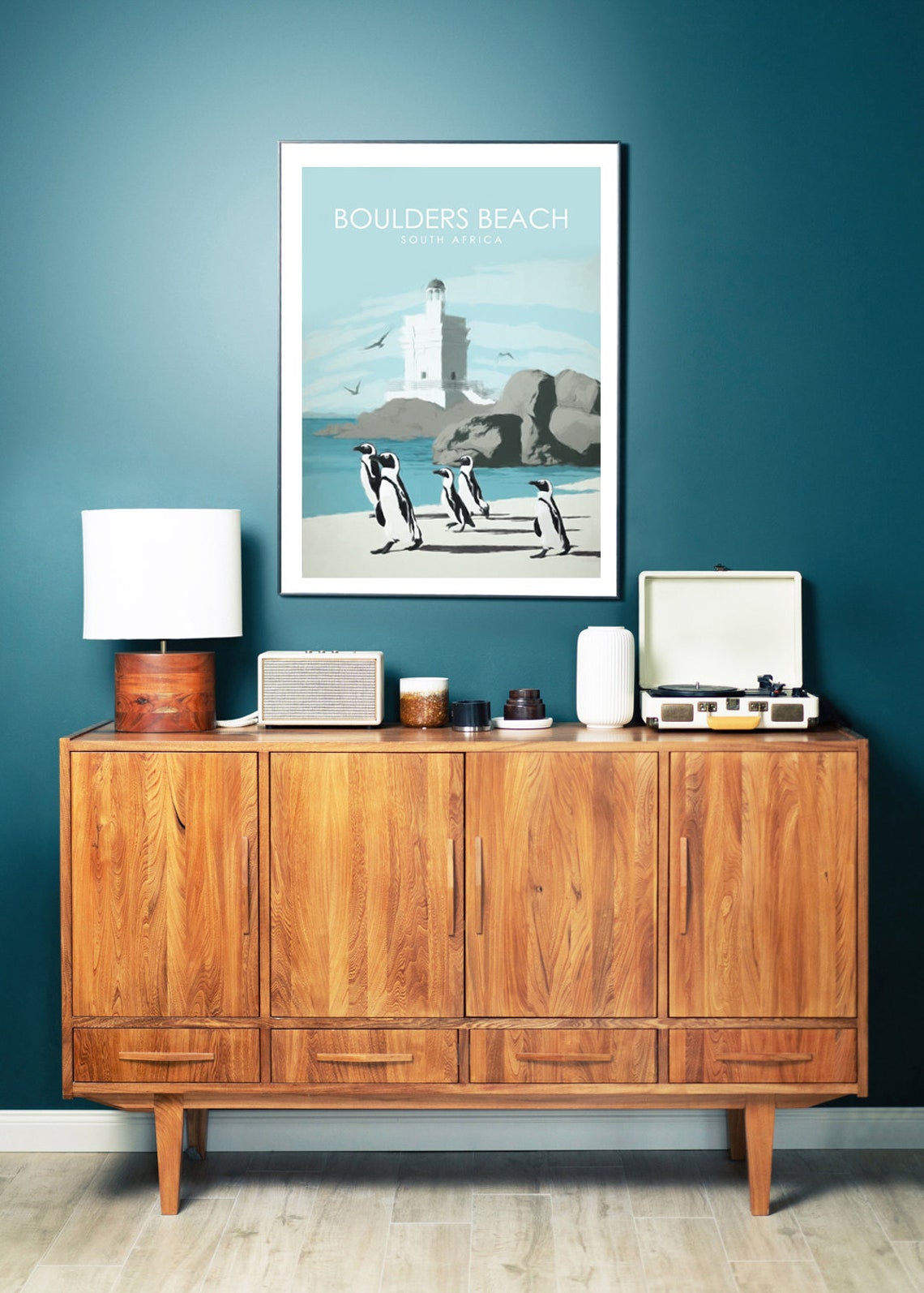 Boulders Beach South Africa Penguins Lighthouse Retro Travel Poster - Image 2