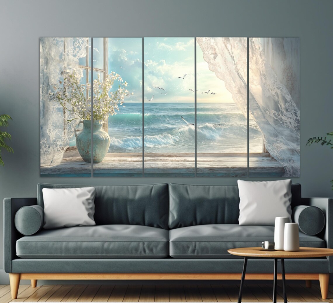 Sea View From Open Window, Nautical Wall Art Print - Image 2