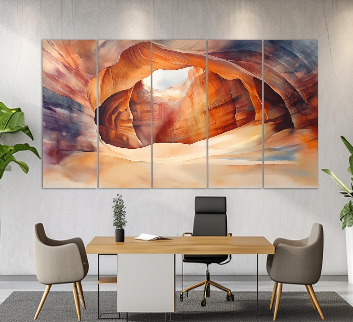 Antelope Canyon Arizona Watercolor Style Slot Canyon Light Beams Poster - Image 4