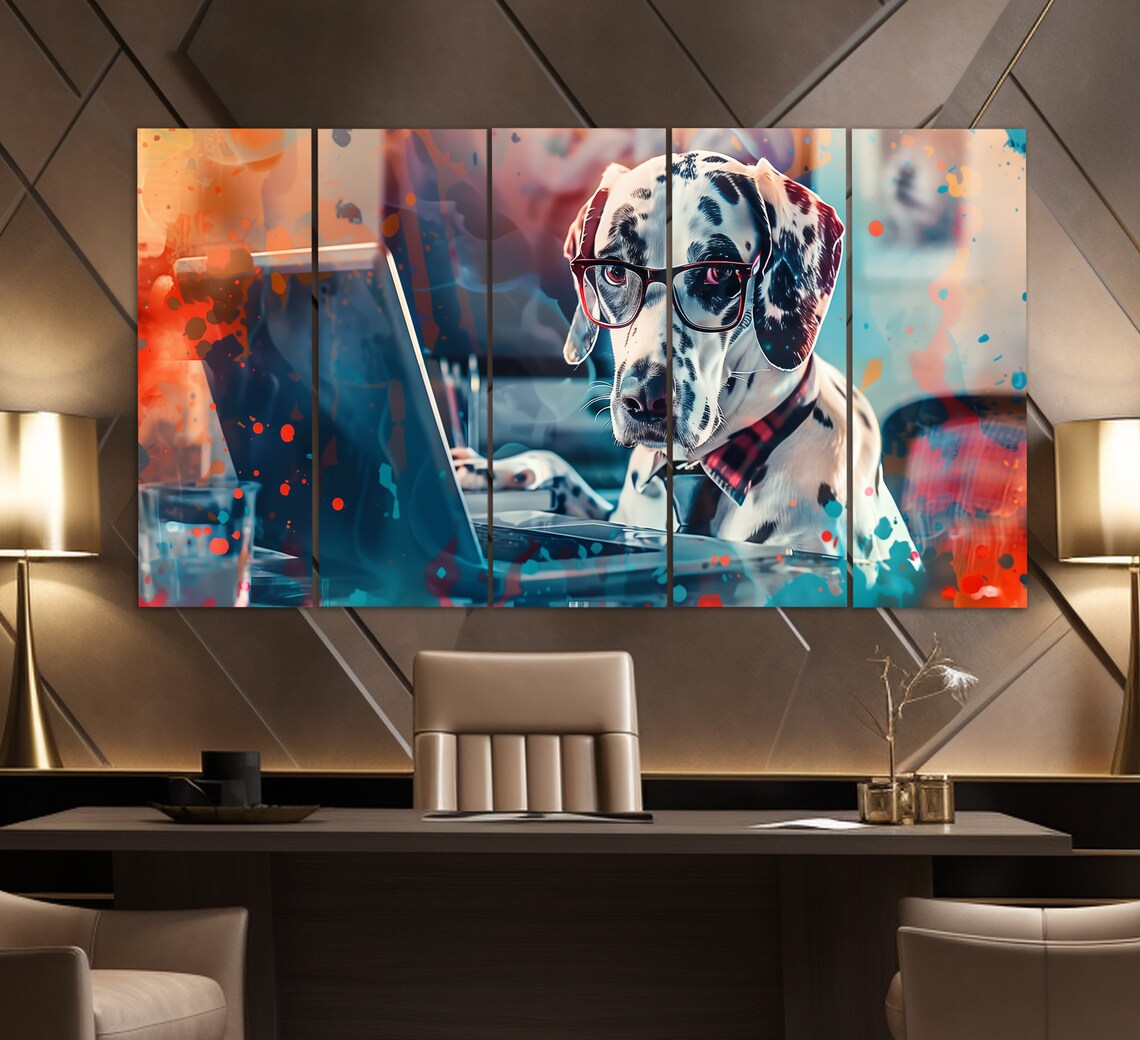 Dalmatian Dog Office Worker Laptop Funny Pop Art Bossy Attitude Poster - Image 2