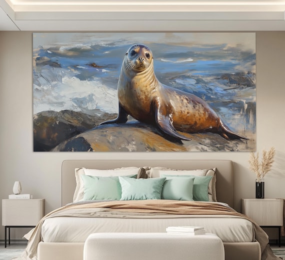 Cute Seal Print Seal Wall Art Abstract Seal Painting Seal Poster Kids Room Decor Animals Wall Art