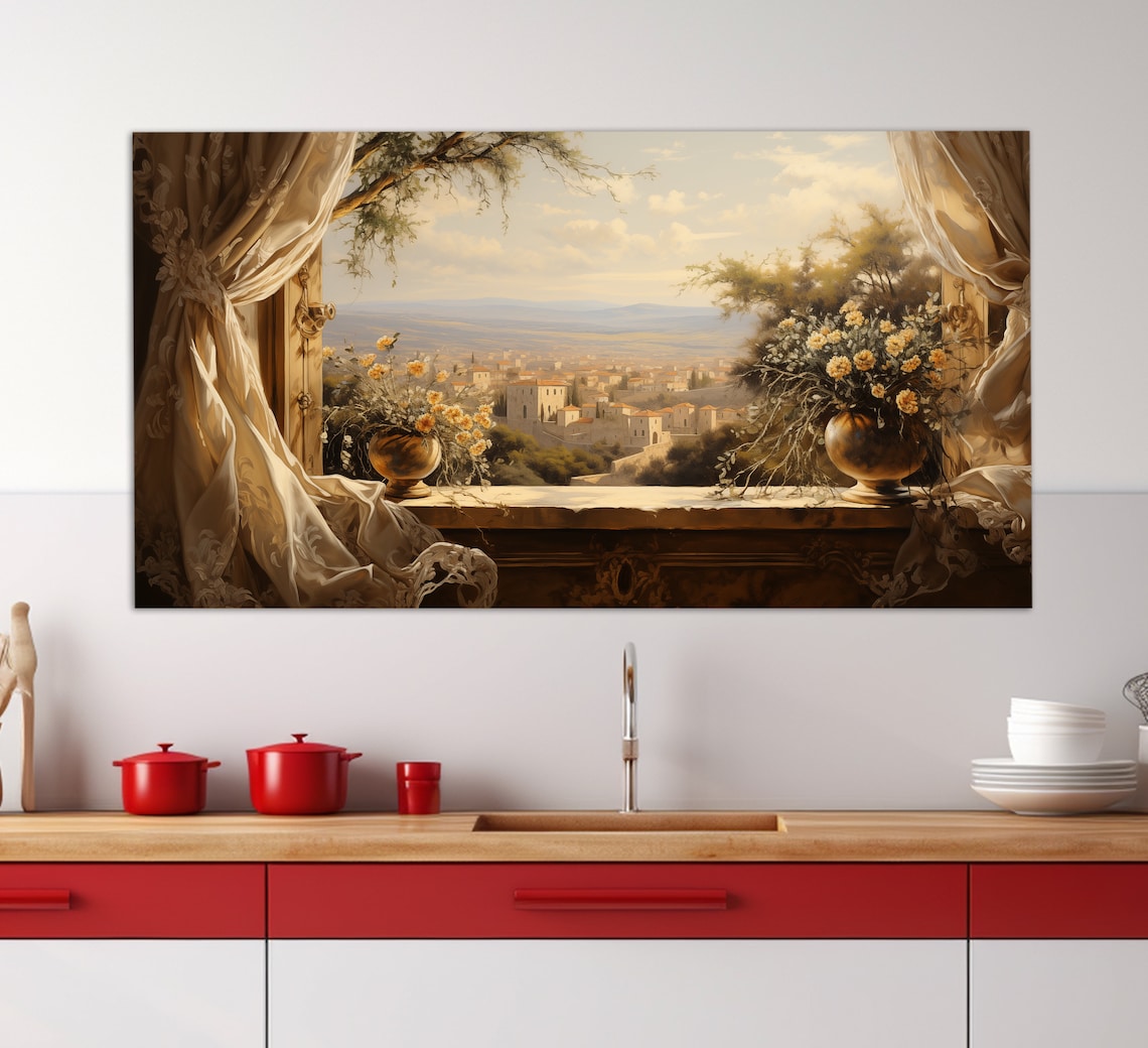 Vintage Italian Village View From Window Art Print - Image 2