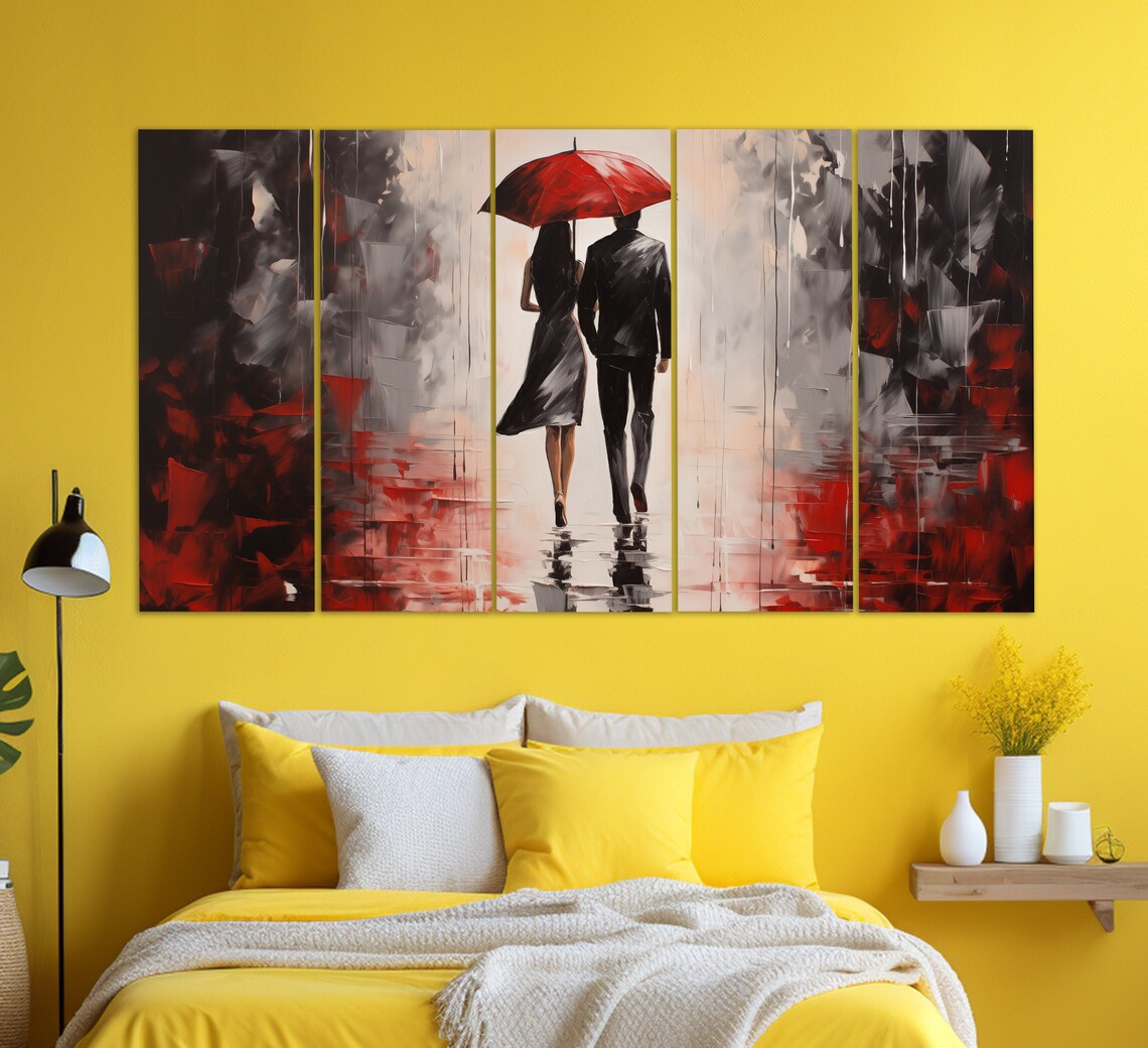 Romantic Couple With Red Umbrella, Love Art Print - Image 2