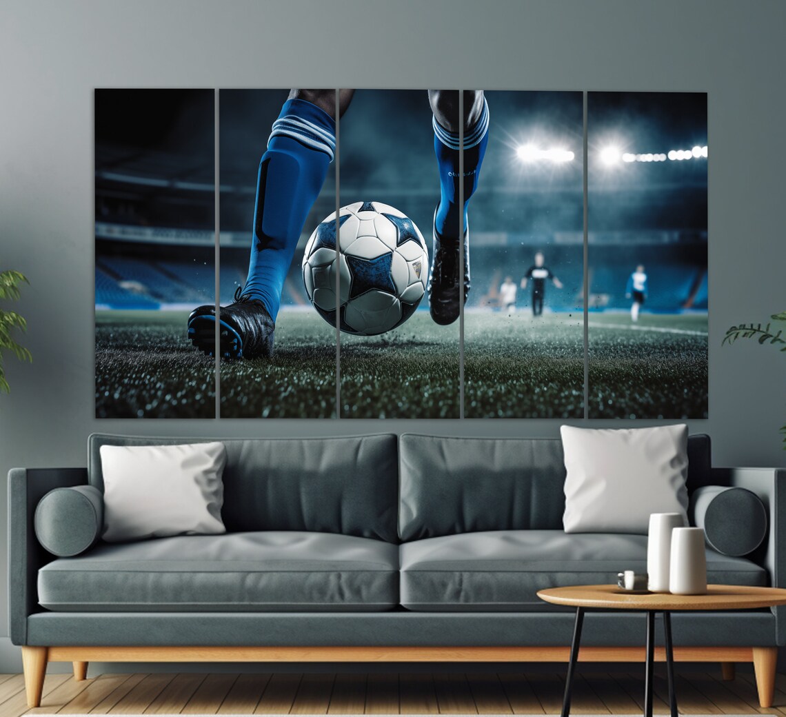 Night Stadium Soccer Kick Floodlights Dramatic Football Action Poster - Image 2