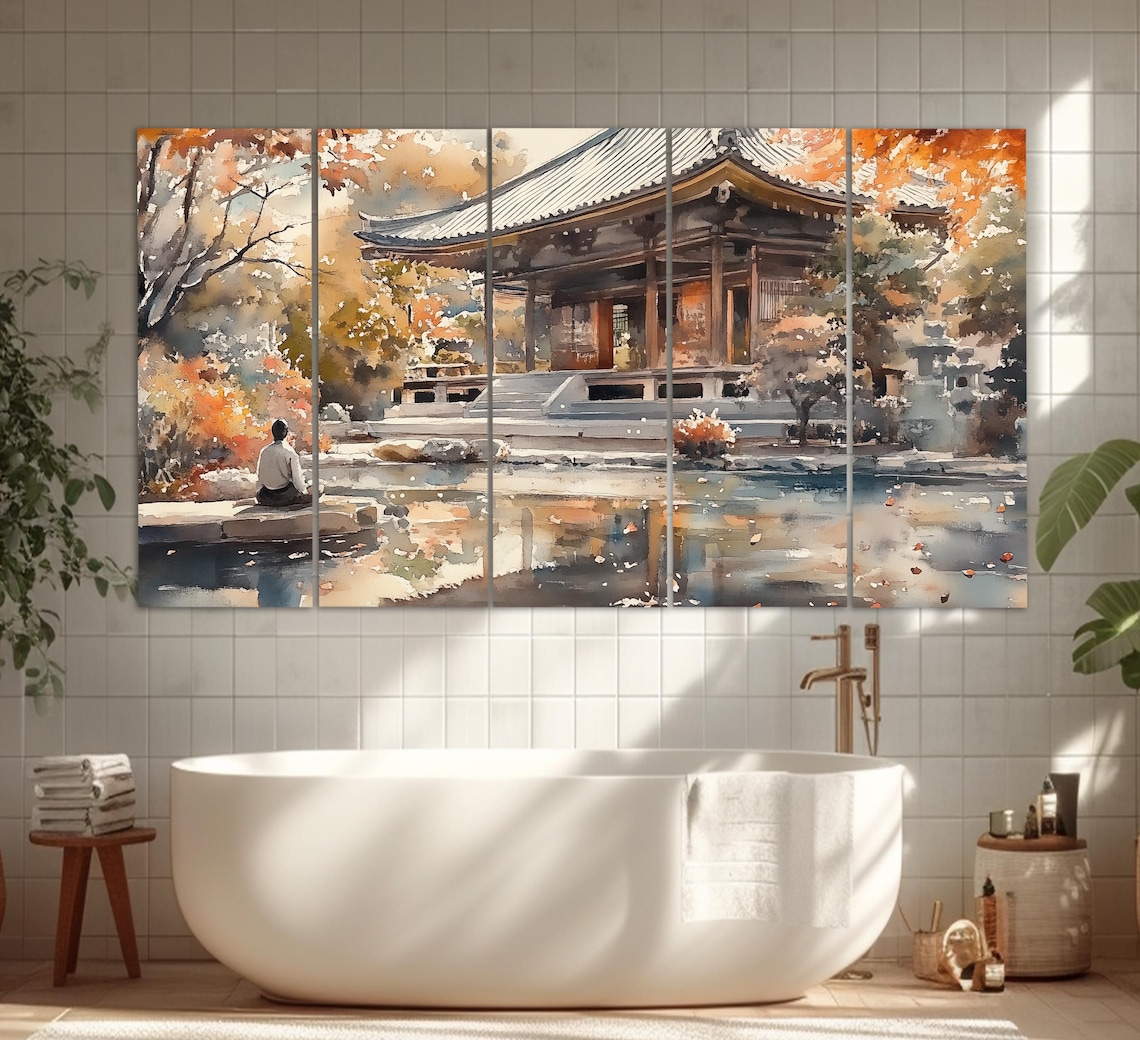Japanese Landscape, Oil-Painting-Style Art Print - Image 2