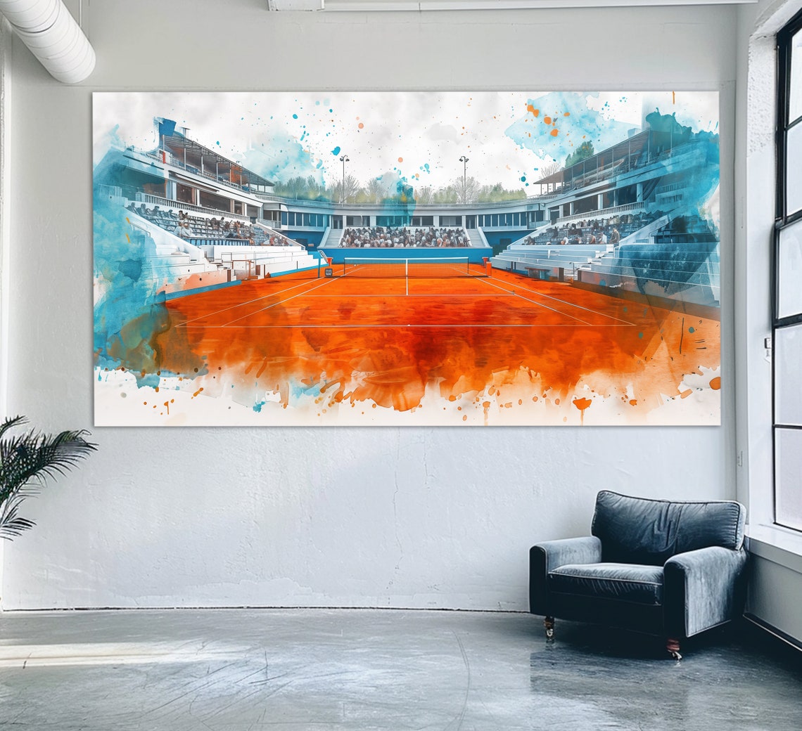 Abstract Clay Tennis Court Print Tennis Wall Art Tennis Painting Tennis Court Poster Tennis Fan Gift Tennis Club Wall Decor
