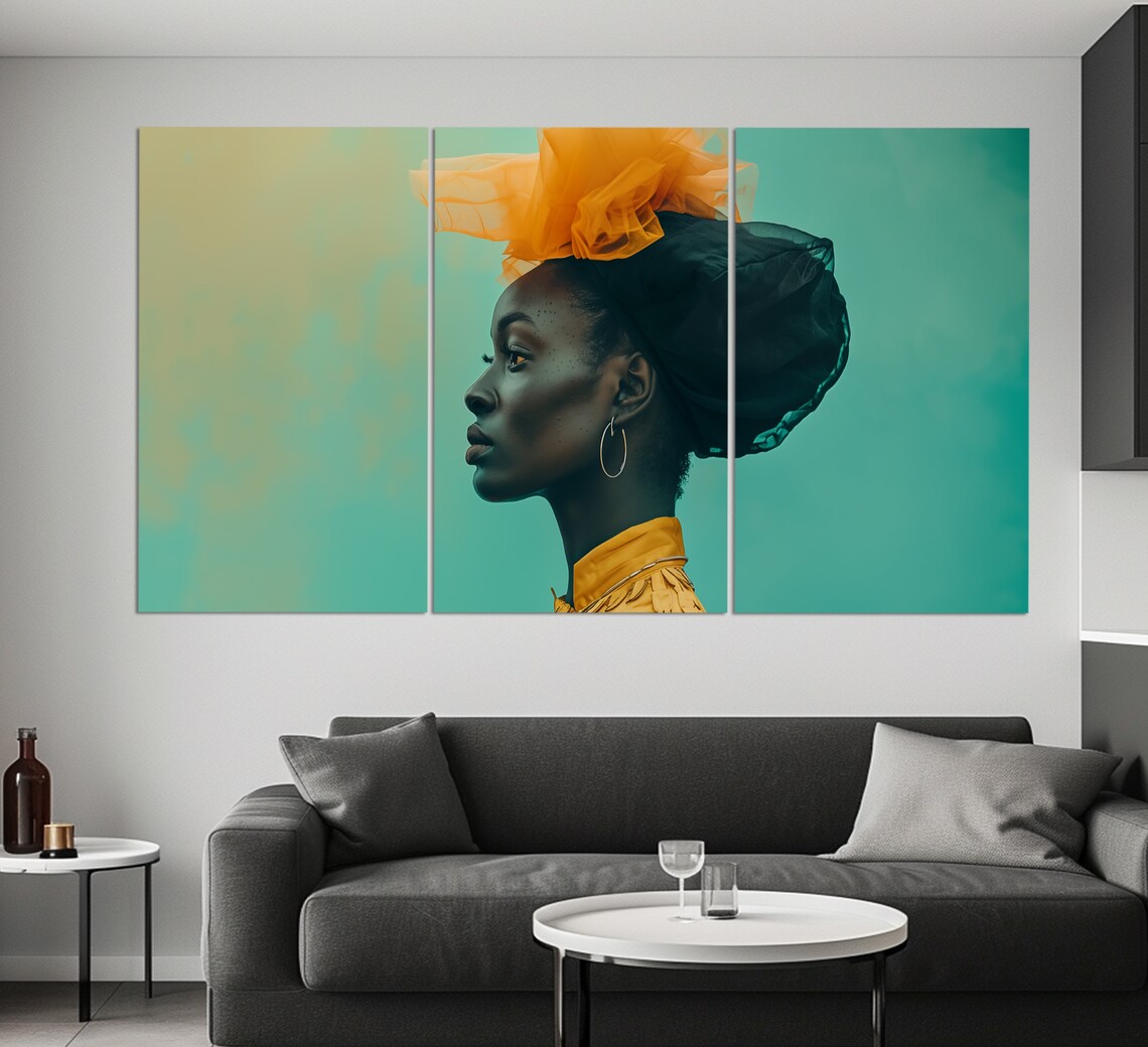 African Woman Blue Background Portrait Ethnic Beauty Art Poster - Image 2